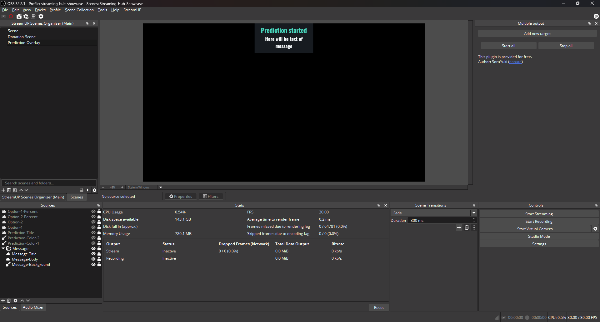 The reusable message group in OBS