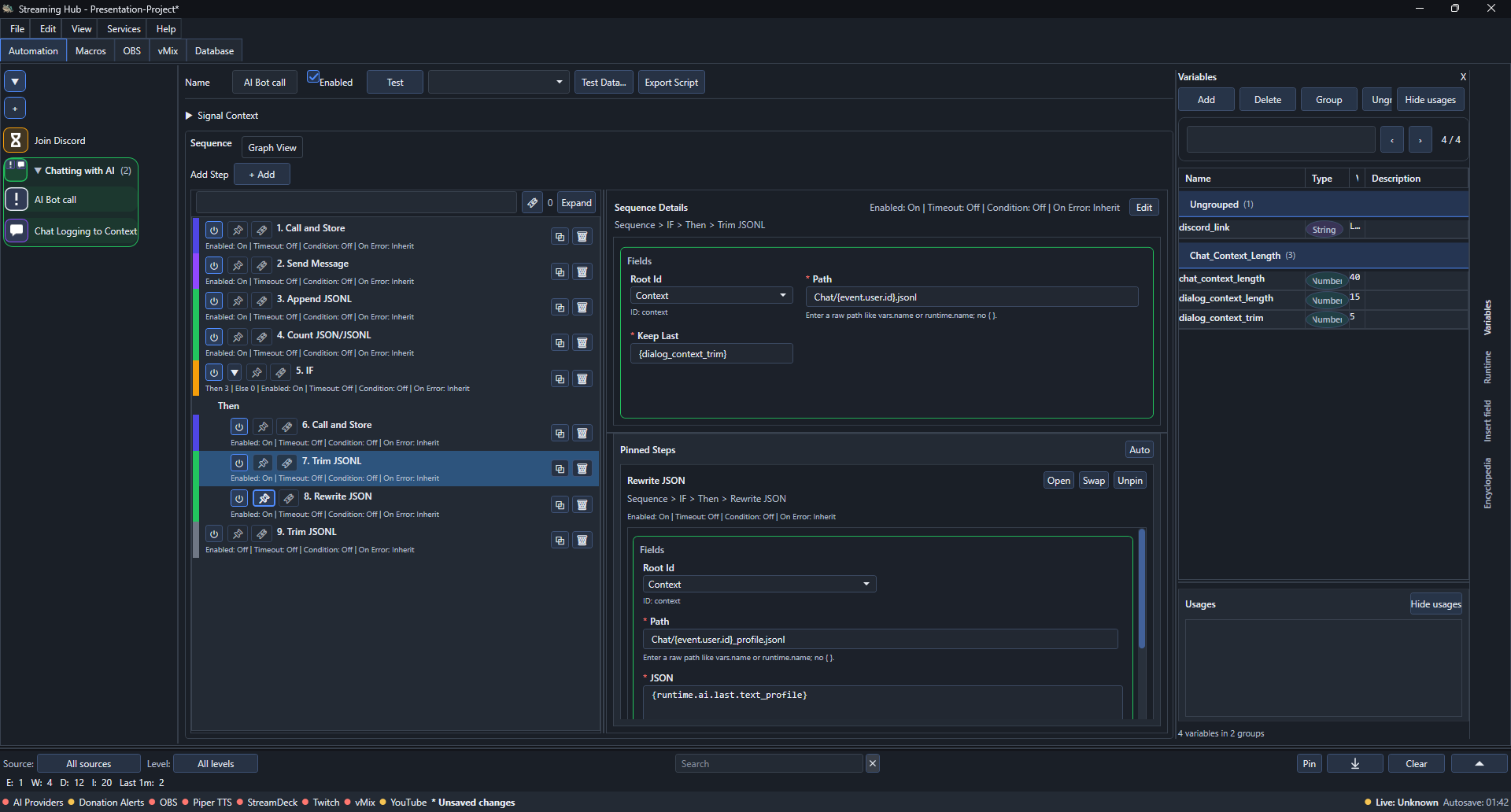 The completed If body trimming raw dialogue and rewriting the viewer profile