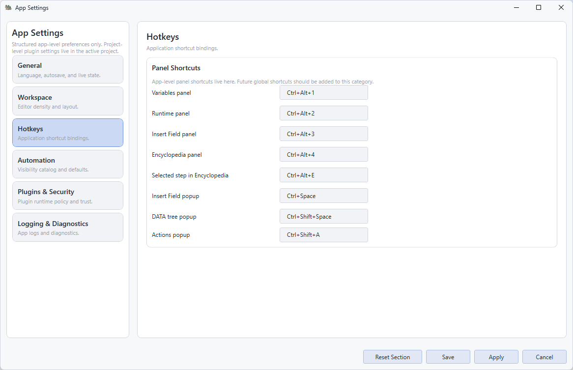 Streaming Hub hotkey settings